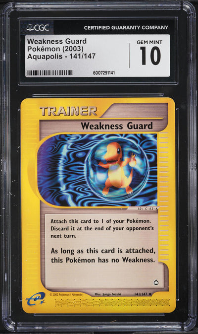 2003 POKEMON AQUAPOLIS WEAKNESS GUARD #141 CGC 10 GEM MINT