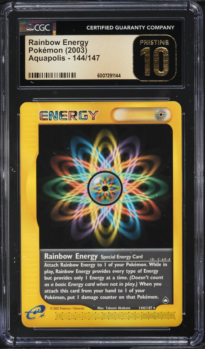 2003 POKEMON AQUAPOLIS RAINBOW ENERGY #144 CGC 10 PRISTINE