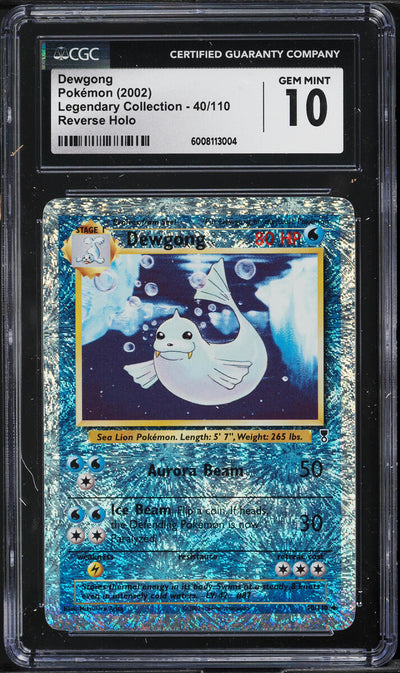 2002 POKEMON LEGENDARY COLLECTION REVERSE HOLO DEWGONG #40 CGC 10 GEM MINT