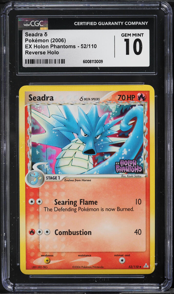 2006 POKEMON EX HOLON PHANTOMS REVERSE HOLO SEADRA #52 CGC 10 GEM MINT