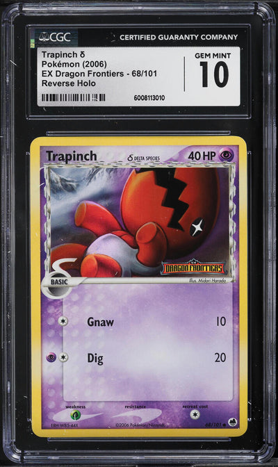 2006 POKEMON EX DRAGON FRONTIERS REVERSE HOLO TRAPINCH #68 CGC 10 GEM MINT