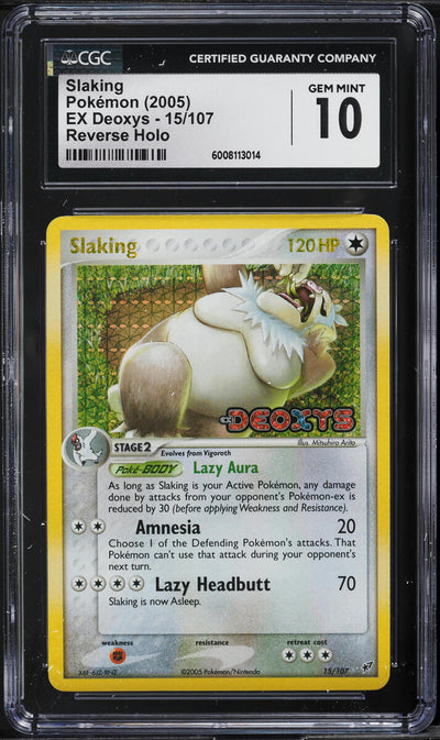 2005 POKEMON EX DEOXYS REVERSE HOLO SLAKING #15 CGC 10 GEM MINT