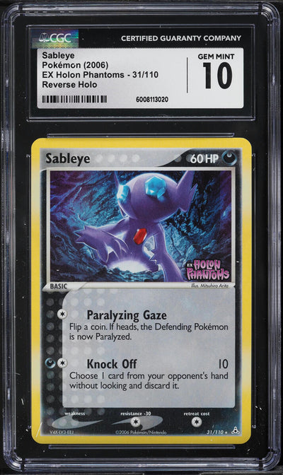 2006 POKEMON EX HOLON PHANTOMS REVERSE HOLO SABLEYE #31 CGC 10 GEM MINT