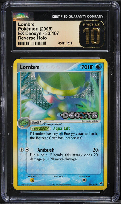 2005 POKEMON EX DEOXYS REVERSE HOLO LOMBRE #33 CGC 10 PRISTINE