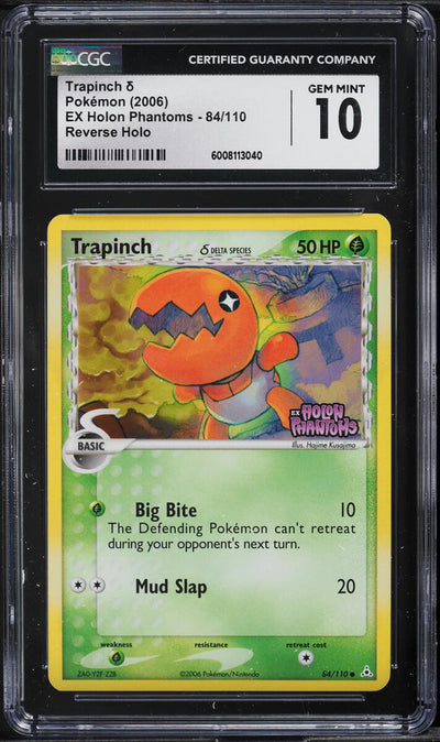 2006 POKEMON EX HOLON PHANTOMS REVERSE HOLO TRAPINCH #84 CGC 10 GEM MINT