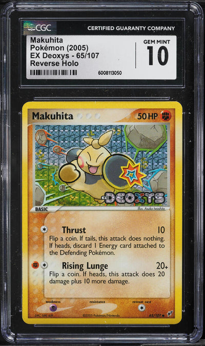 2005 POKEMON EX DEOXYS REVERSE HOLO MAKUHITA #65 CGC 10 GEM MINT