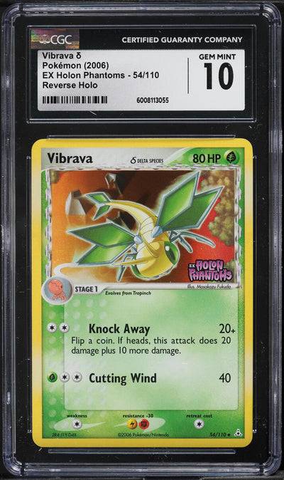 2006 POKEMON EX HOLON PHANTOMS REVERSE HOLO VIBRAVA #54 CGC 10 GEM MINT