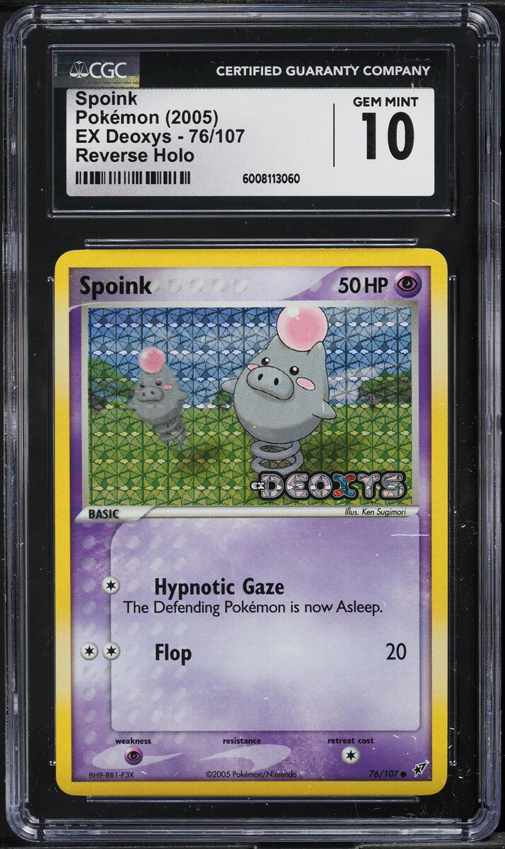 2005 POKEMON EX DEOXYS REVERSE HOLO SPOINK #76 CGC 10 GEM MINT