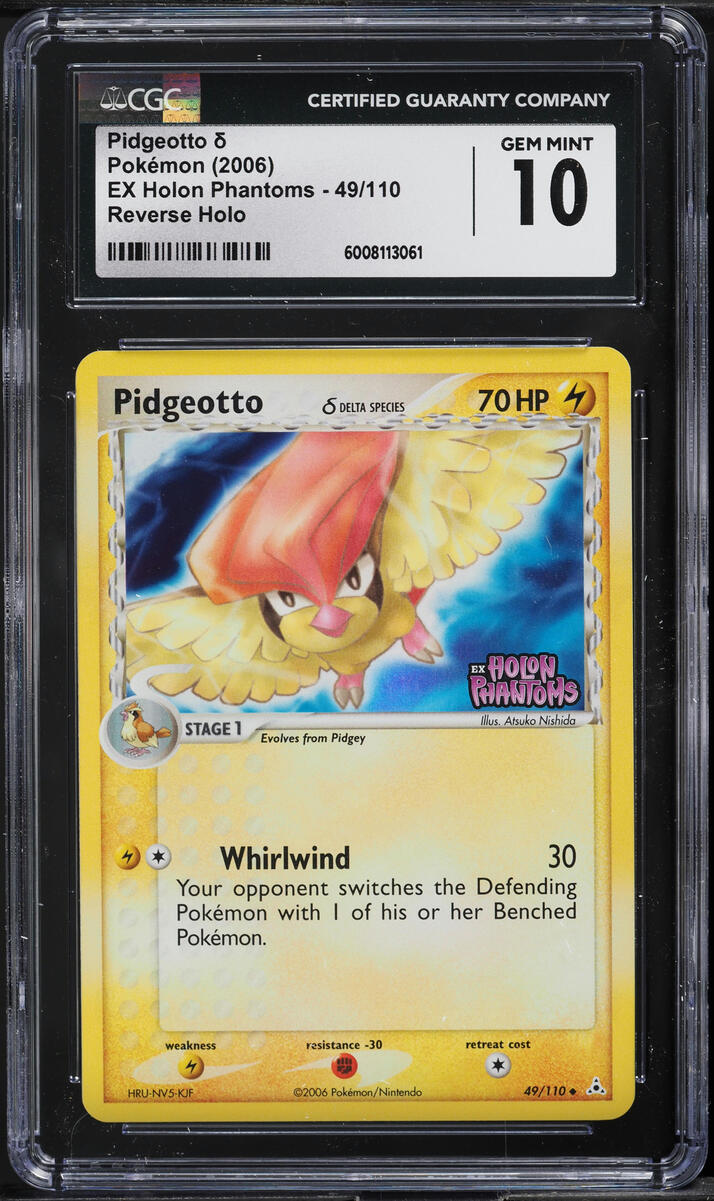 2006 POKEMON EX HOLON PHANTOMS REVERSE HOLO PIDGEOTTO #49 CGC 10 GEM MINT