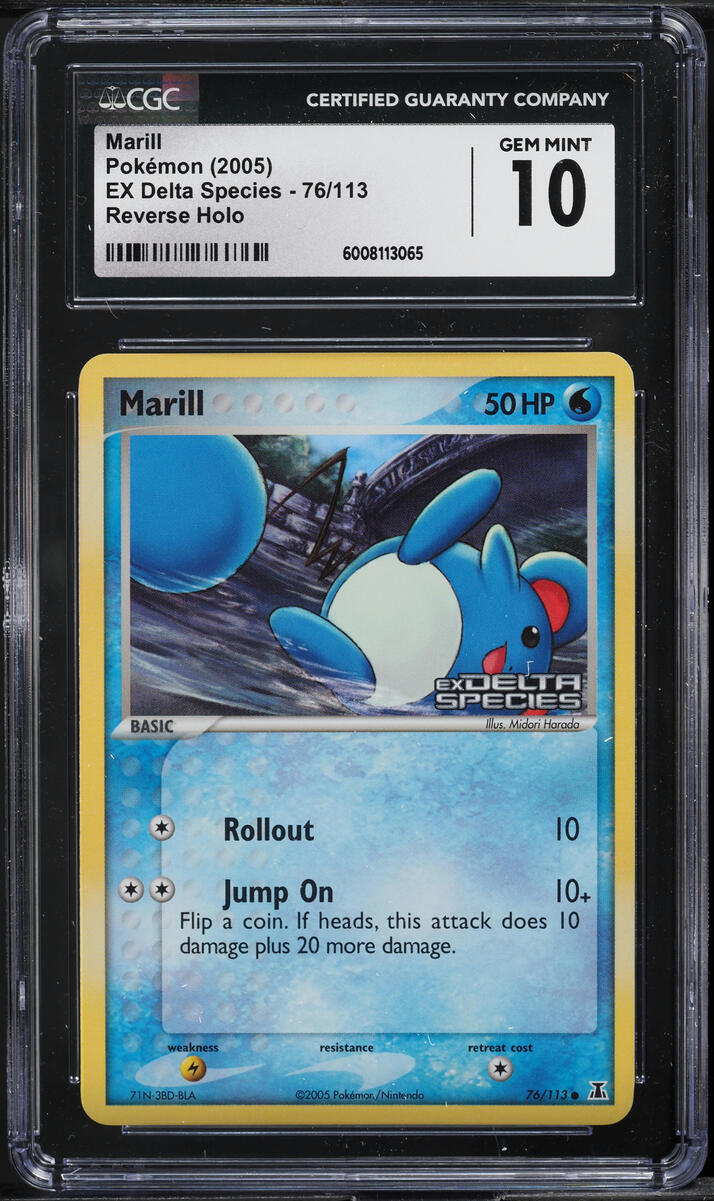 2005 POKEMON EX DELTA SPECIES REVERSE HOLO MARILL #76 CGC 10 GEM MINT