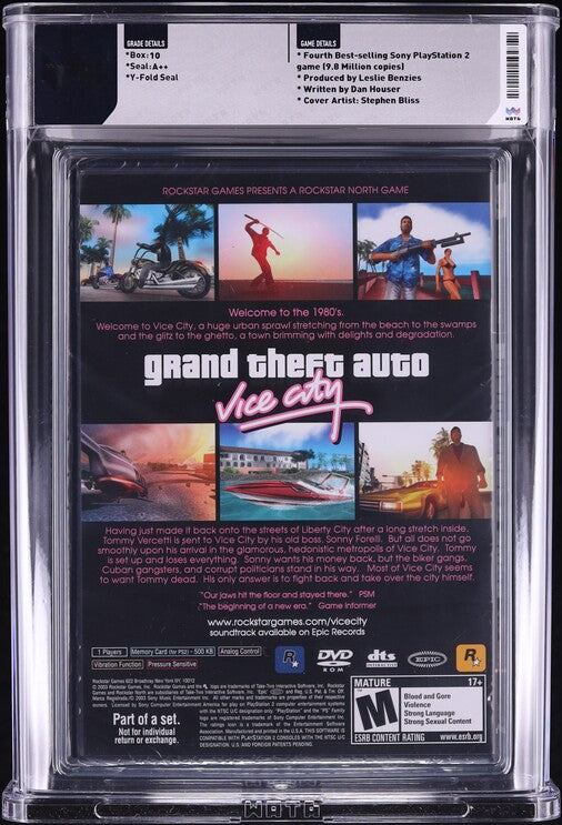 2002 GRAND THEFT AUTO: VICE CITY SONY PLAYSTATION 2 PS2 WATA 10 A++ SEALED