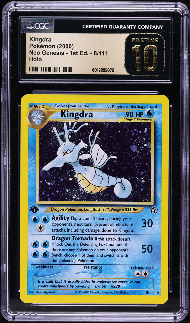 2000 POKEMON NEO GENESIS 1ST EDITION HOLO KINGDRA #8 CGC 10 PRISTINE
