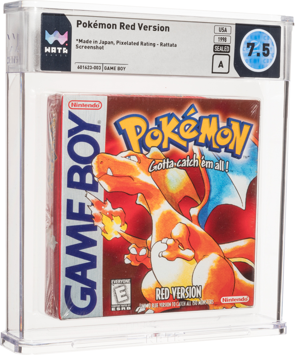 1998 POKEMON RED VERSION 2ND PRINT RATTATA NINTENDO GAME BOY WATA 7.5 A SEALED