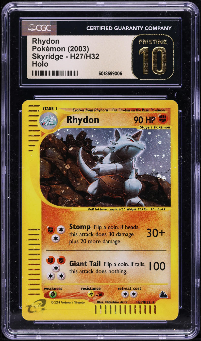 2003 POKEMON SKYRIDGE HOLO RHYDON #H27 CGC 10 GEM MINT