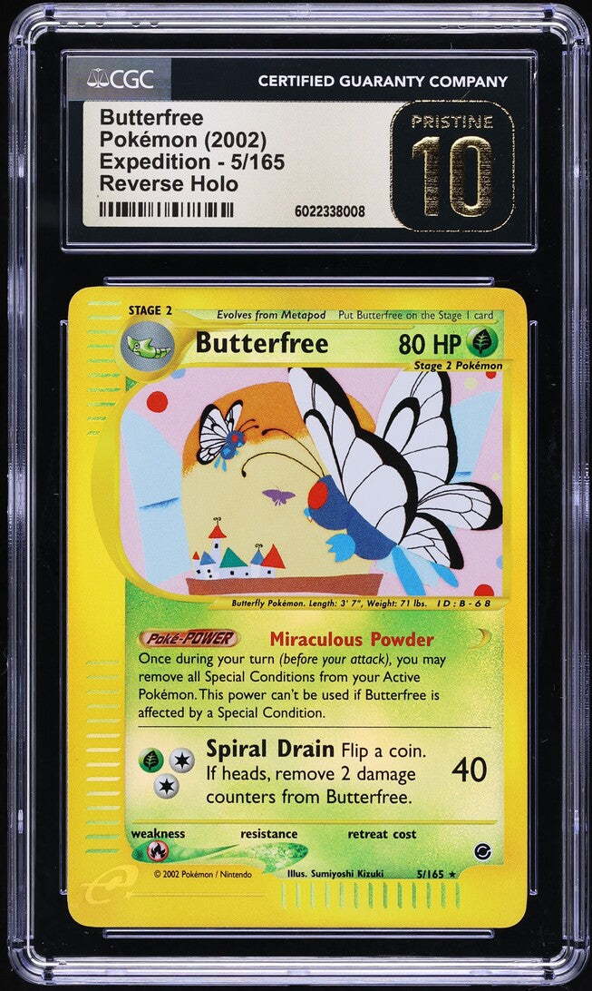 2002 POKEMON EXPEDITION REVERSE HOLO BUTTERFREE #5 CGC 10 PRISTINE