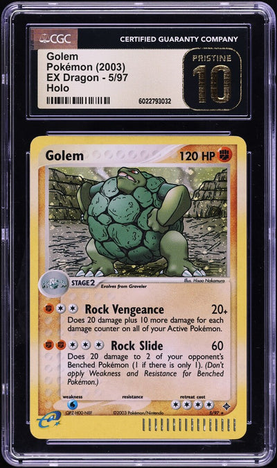 2003 POKEMON EX DRAGON HOLO GOLEM #5 CGC 10 PRISTINE