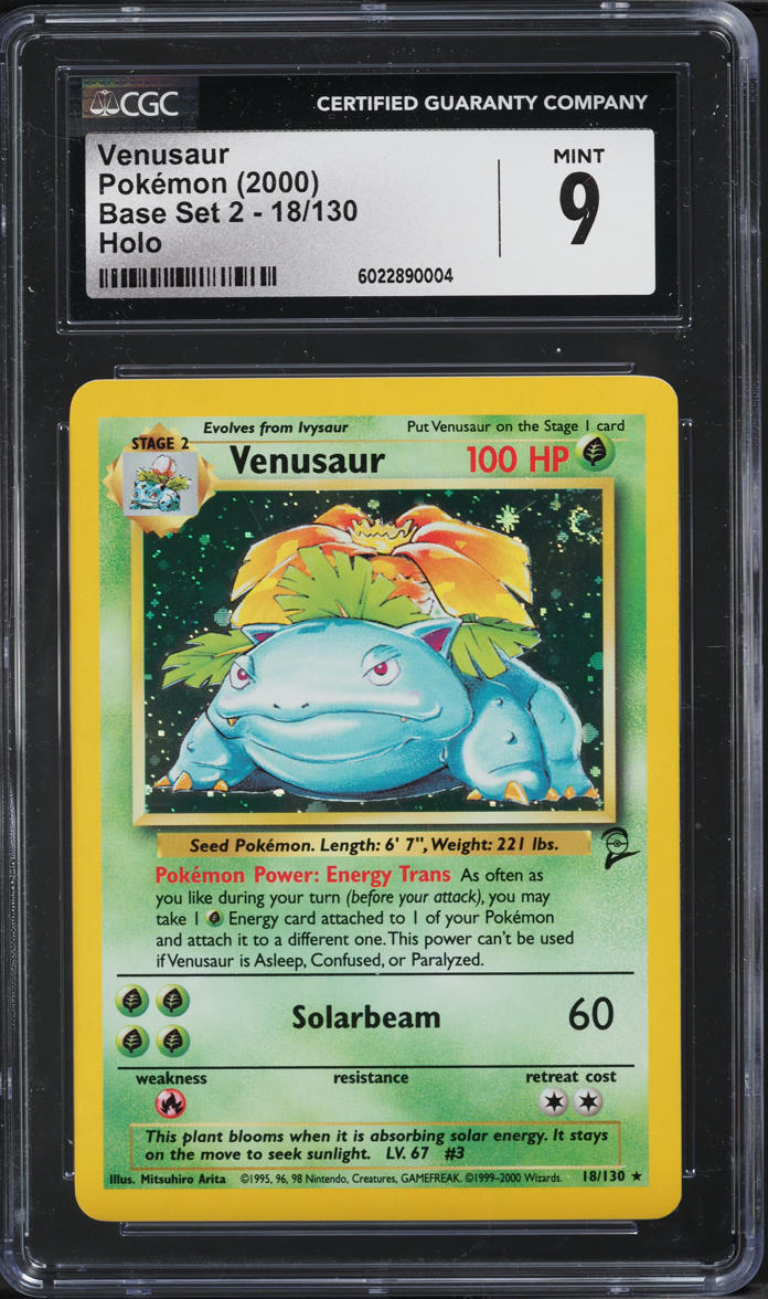 2000 POKEMON BASE SET 2 HOLO VENUSAUR #18 CGC 9 MINT