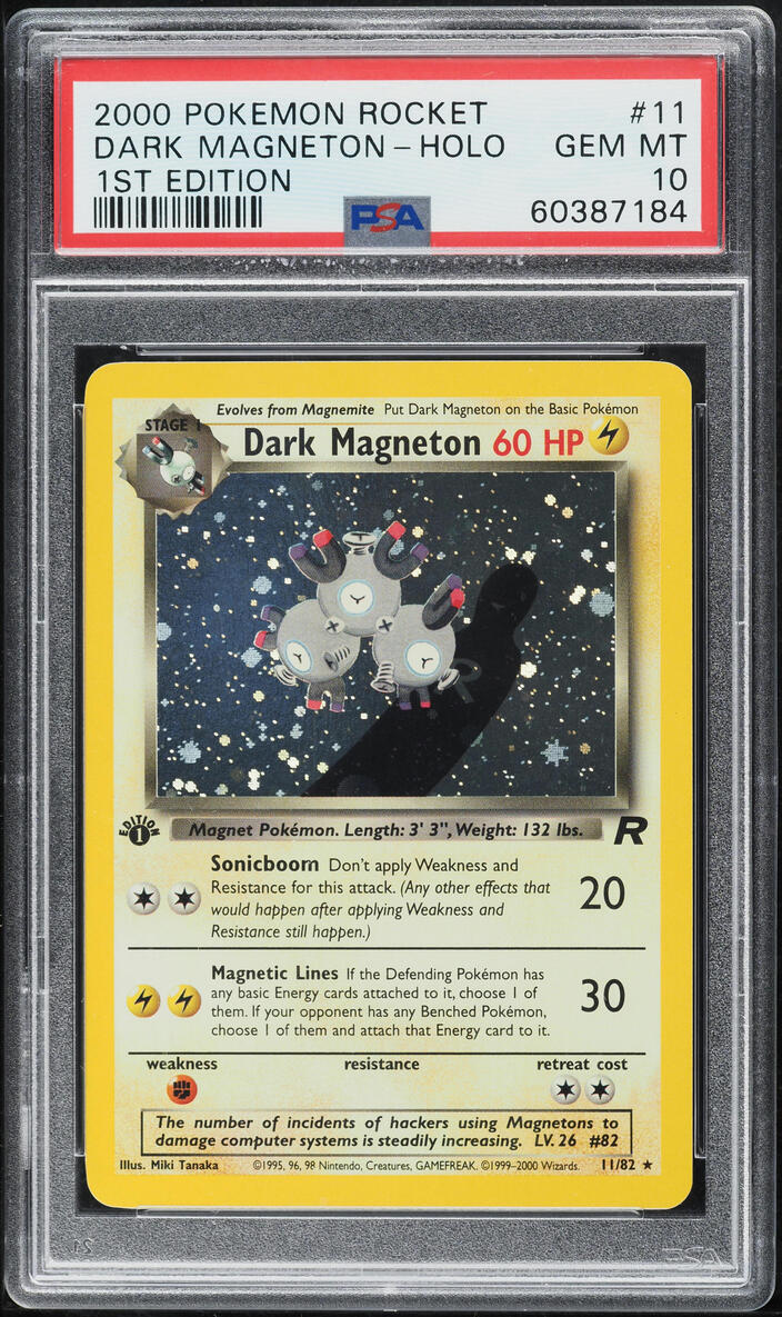 2000 POKEMON TEAM ROCKET 1ST EDITION HOLO DARK MAGNETON #11 PSA 10 GEM MINT