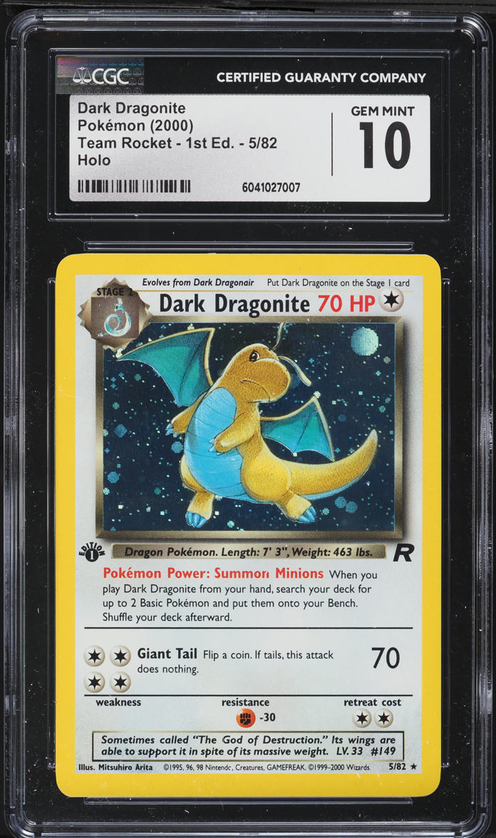 2000 POKEMON TEAM ROCKET 1ST EDITION HOLO DARK DRAGONITE #5 CGC 10 GEM MINT