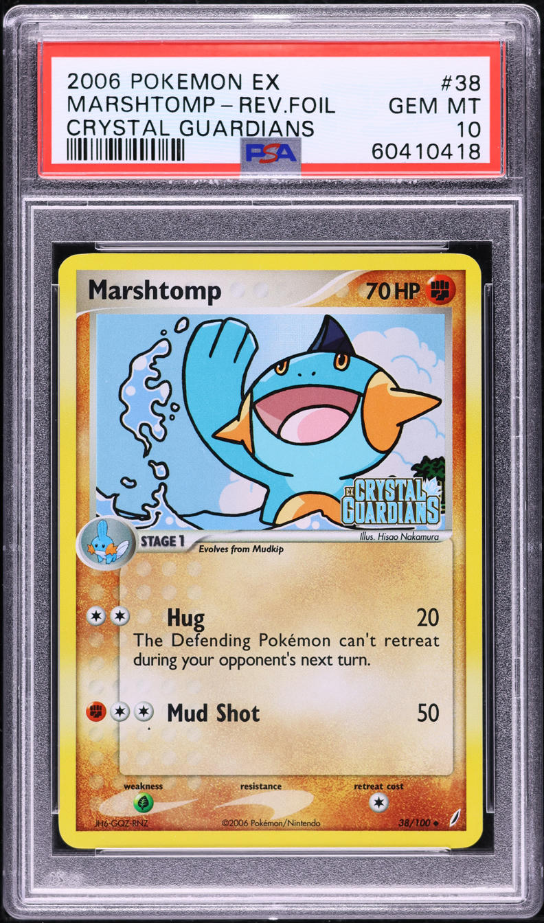 2006 POKEMON EX CRYSTAL GUARDIANS REVERSE HOLO MARSHTOMP #38 PSA 10 GEM MINT