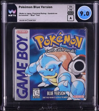 1998 POKEMON BLUE VERSION SANDSHREW BLUE TEXT NINTENDO GAME BOY GB WATA 9.0 A SEALED