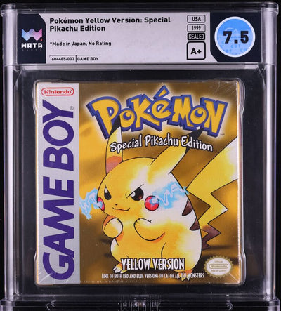 1999 POKEMON YELLOW VERSION NO ESRB NINTENDO GAME BOY GB WATA 7.5 A+ SEALED