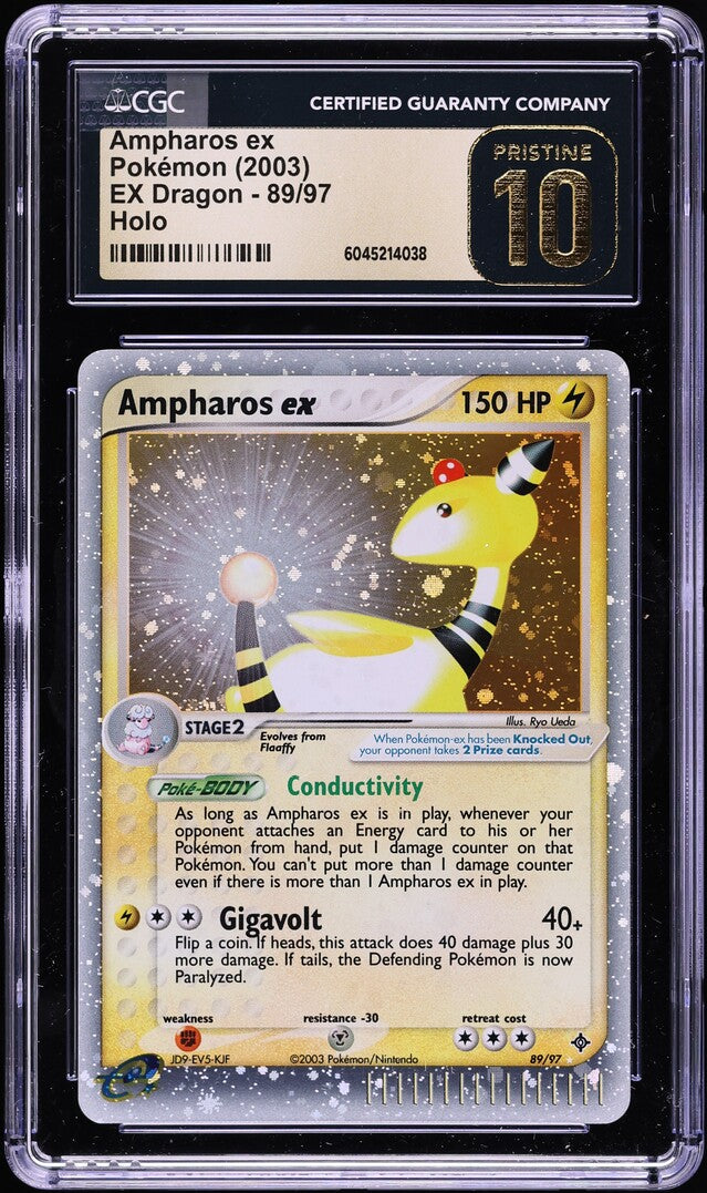 2003 POKEMON EX DRAGON HOLO AMPHAROS EX #89 CGC 10 PRISTINE