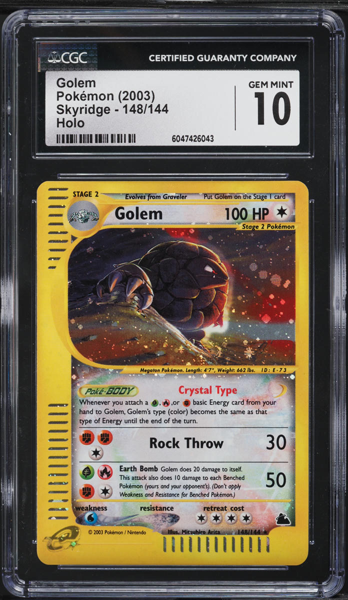 2003 POKEMON SKYRIDGE HOLO CRYSTAL GOLEM #148 CGC 10