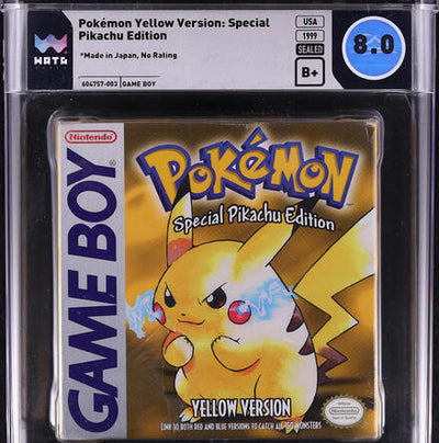 1999 POKEMON YELLOW VERSION NO ESRB NINTENDO GAME BOY GB WATA 8.0 B+ SEALED