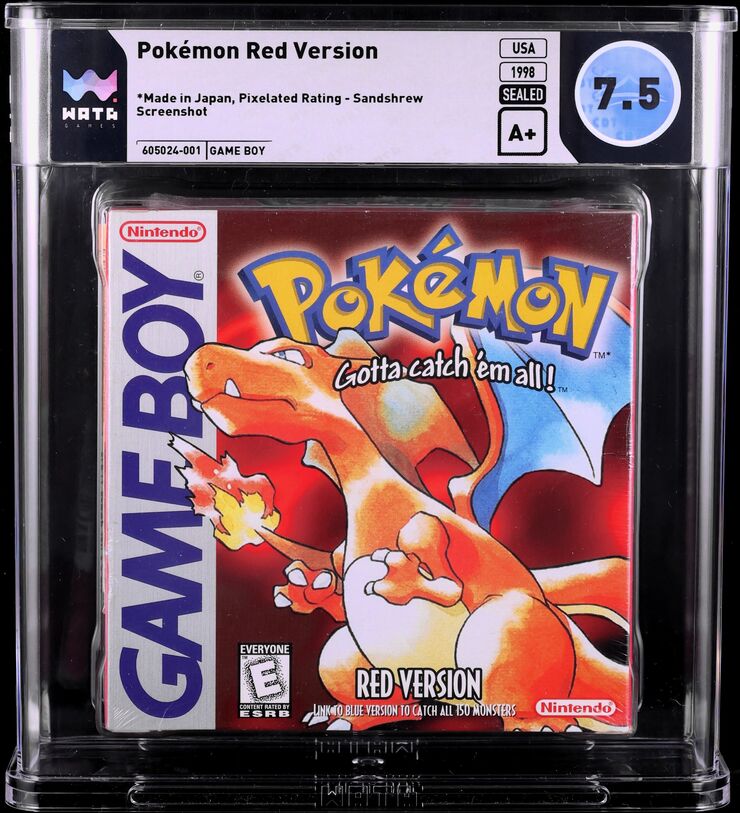 1998 POKEMON RED VERSION WHITE ESRB SANDSHREW NINTENDO GAME BOY GB WATA 7.5 A+ SEALED