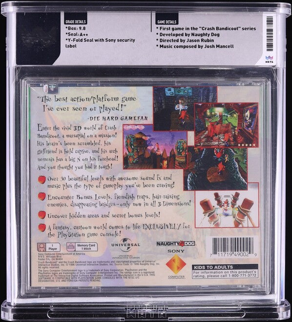 1996 CRASH BANDICOOT GREATEST HITS PLAYSTATION 1 PS1 WATA 9.8 A++ SEALED