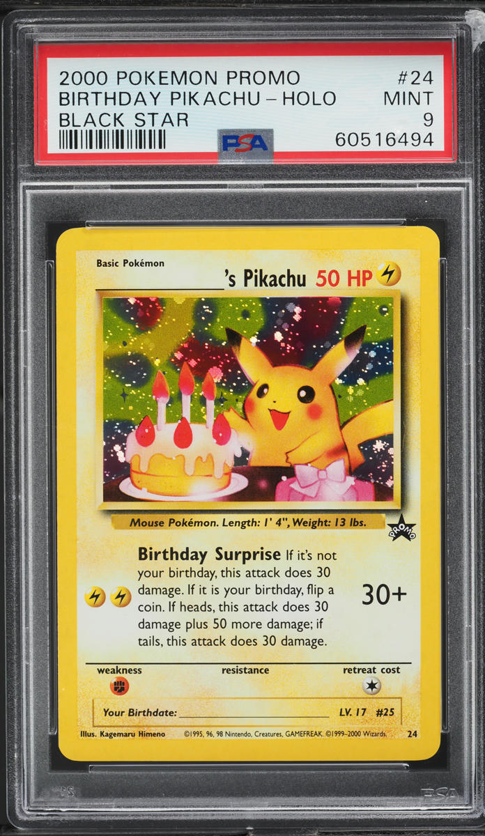2000 POKEMON BLACK STAR PROMO HOLO BIRTHDAY PIKACHU #24 PSA 9 MINT