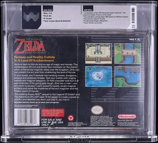 1992 THE LEGEND OF ZELDA: A LINK TO THE PAST SNES WATA 9.0 B+ SEALED