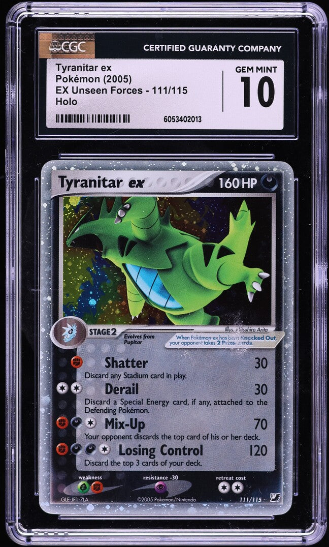 2005 POKEMON EX UNSEEN FORCES HOLO TYRANITAR EX #111 CGC 10 GEM MINT