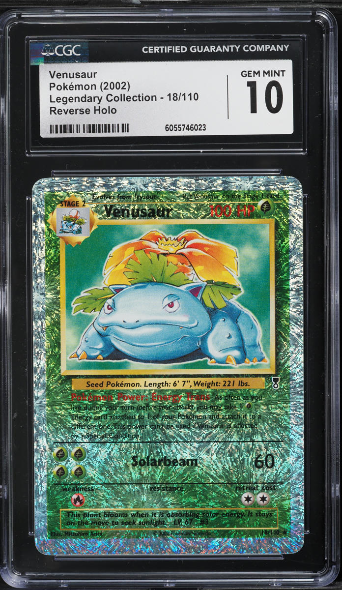 2002 POKEMON LEGENDARY COLLECTION REVERSE HOLO VENUSAUR #18 CGC 10 GEM MINT