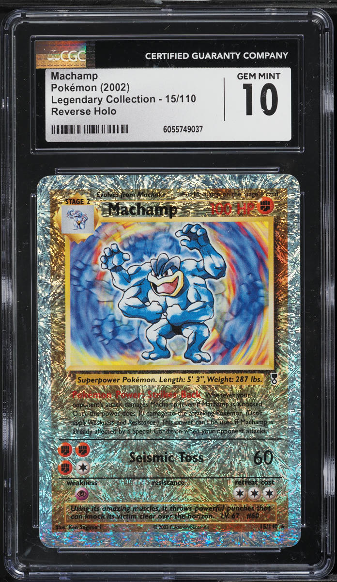 2002 POKEMON LEGENDARY COLLECTION REVERSE HOLO MACHAMP #15 CGC 10 GEM MINT