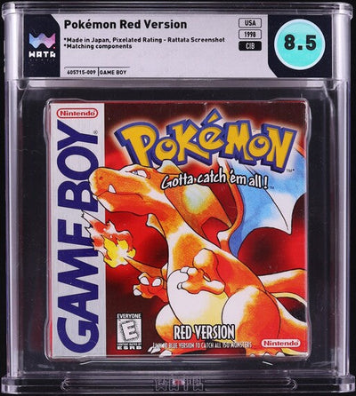 1998 POKEMON RED VERSION RATTATA WHITE ESRB NINTENDO GAME BOY GB WATA 8.5 CIB