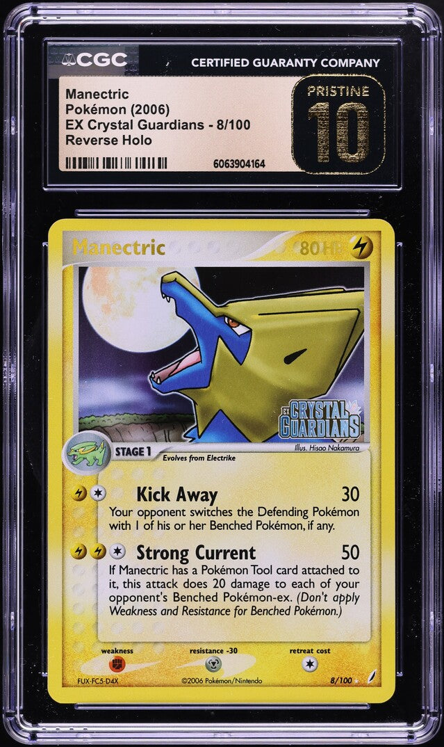 2006 POKEMON EX CRYSTAL GUARDIANS REVERSE HOLO MANECTRIC #8 CGC 10 PRISTINE