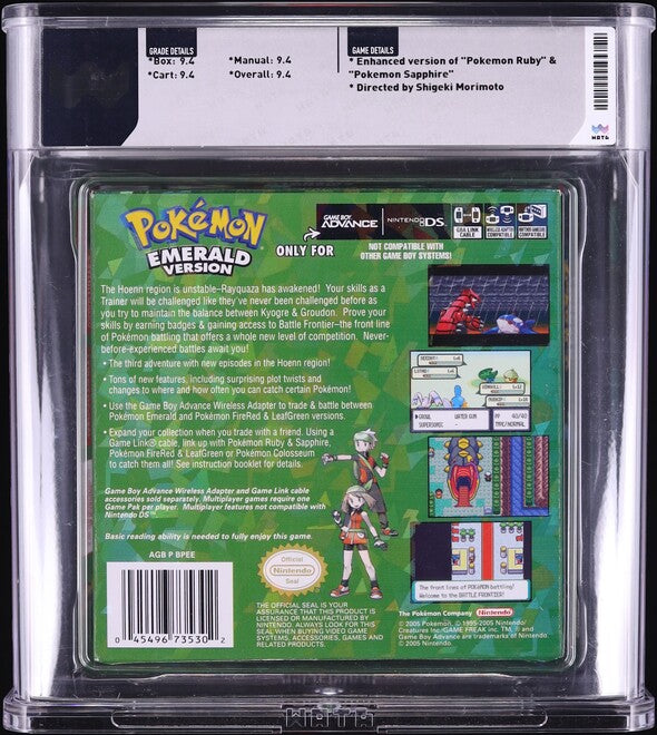 2005 POKEMON EMERALD VERSION NINTENDO GAME BOY ADVANCE GBA WATA 9.4 CIB