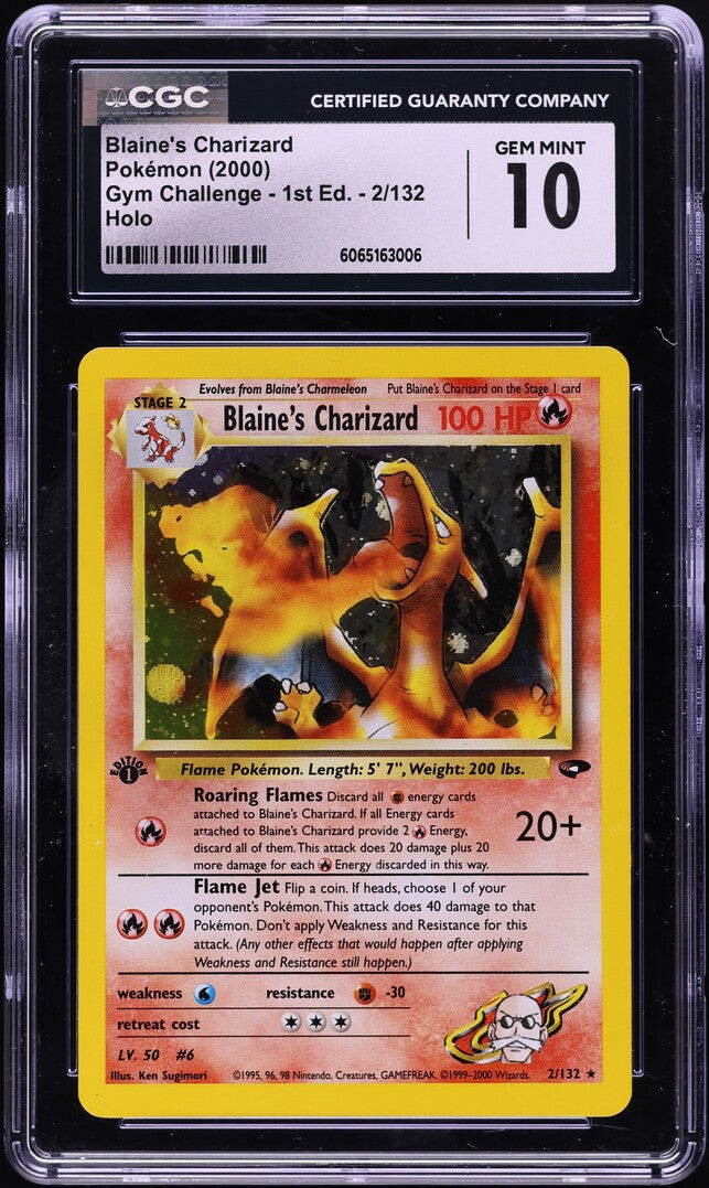 2000 POKEMON GYM CHALLENGE 1ST EDITION HOLO BLAINE'S CHARIZARD #2 CGC 10