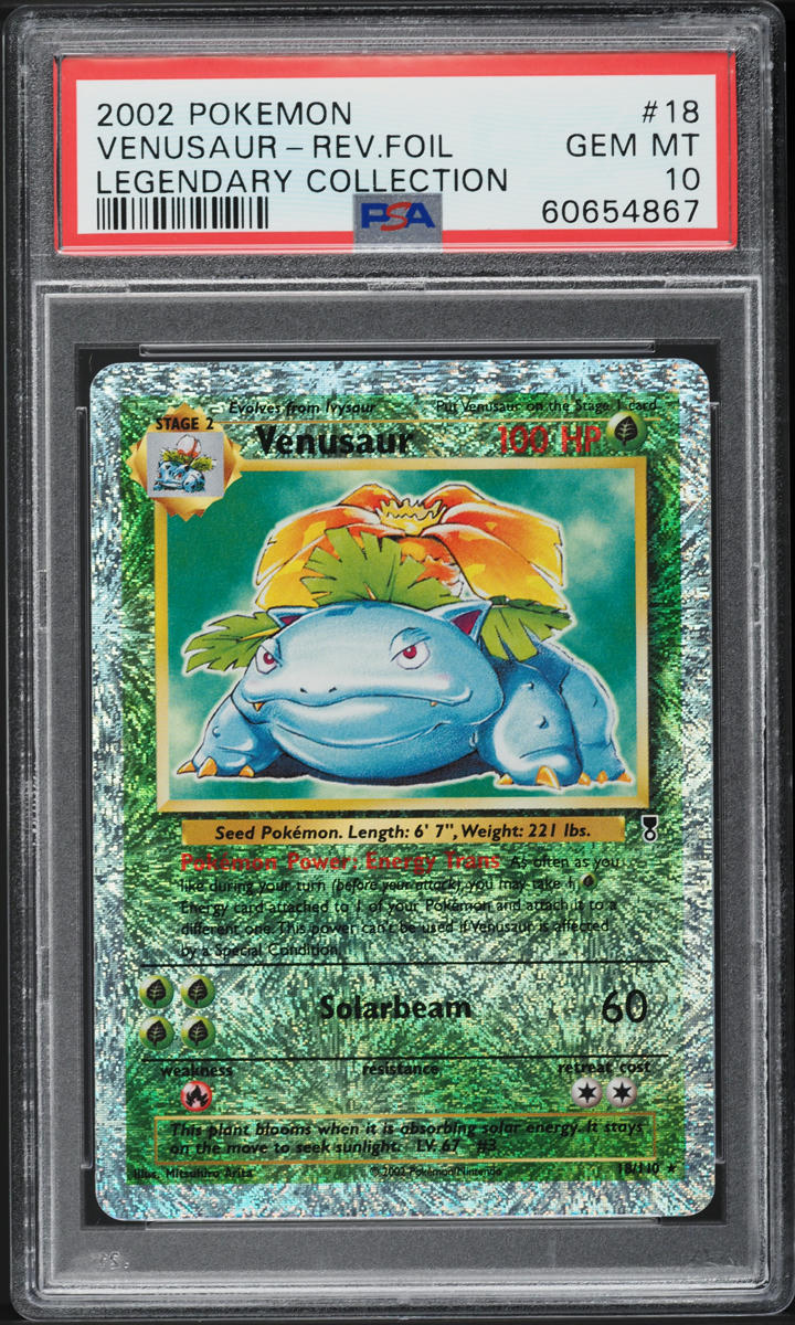 2002 POKEMON LEGENDARY COLLECTION REVERSE HOLO VENUSAUR #18 PSA 10 GEM MINT