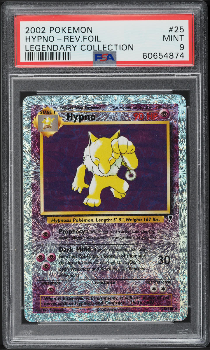 2002 POKEMON LEGENDARY COLLECTION REVERSE HOLO HYPNO #25 PSA 9 MINT