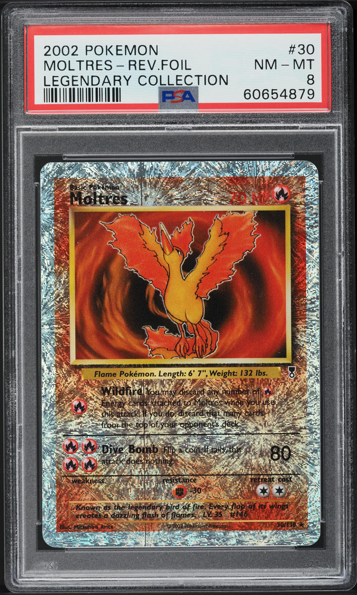 2002 POKEMON LEGENDARY COLLECTION REVERSE HOLO MOLTRES #30 PSA 8 NM-MT