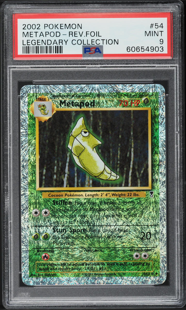 2002 POKEMON LEGENDARY COLLECTION REVERSE HOLO METAPOD #54 PSA 9 MINT