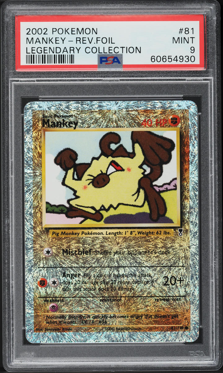 2002 POKEMON LEGENDARY COLLECTION REVERSE HOLO MANKEY #81 PSA 9 MINT