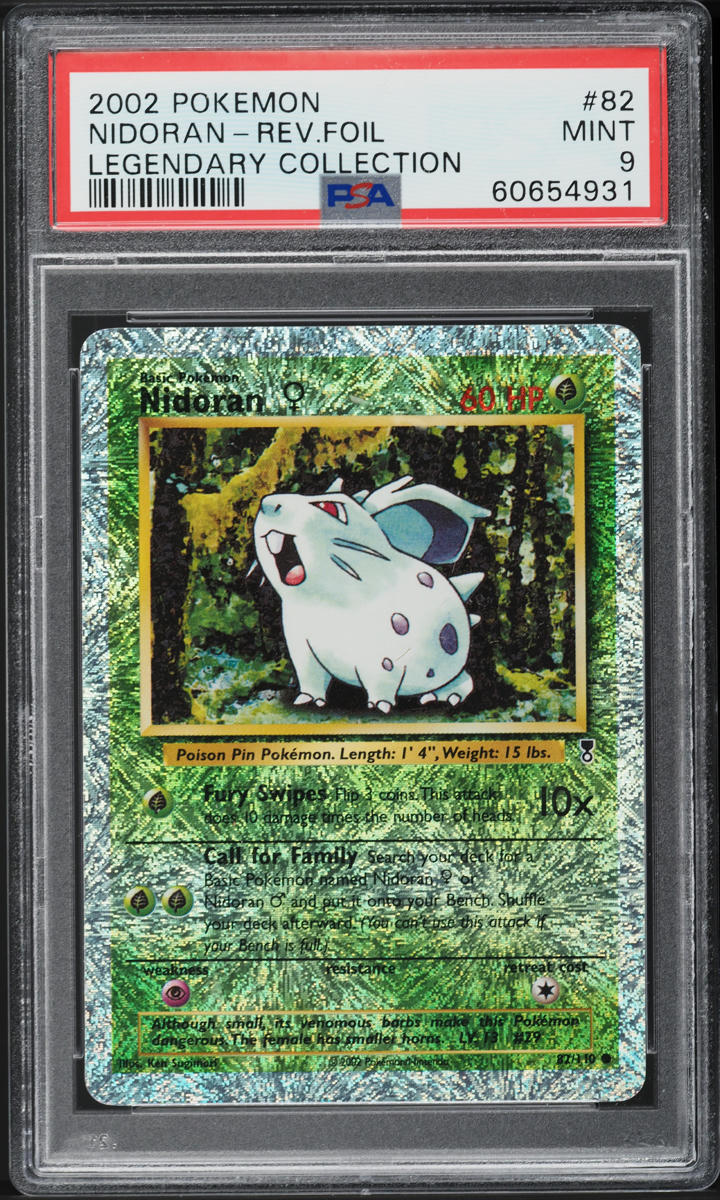 2002 POKEMON LEGENDARY COLLECTION REVERSE HOLO NIDORAN #82 PSA 9 MINT