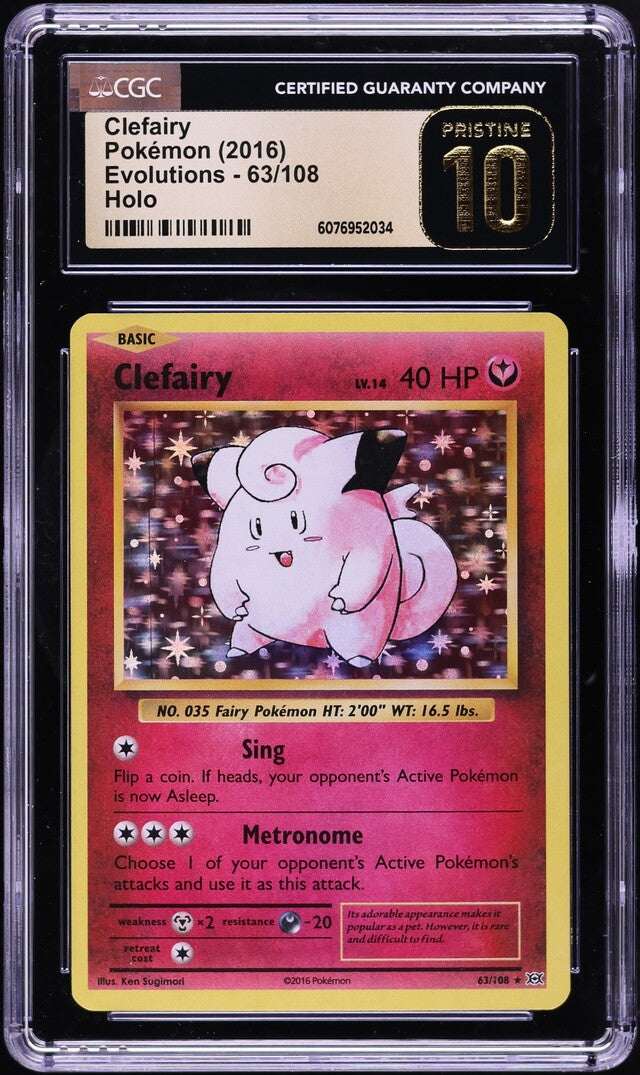 2016 POKEMON XY EVOLUTIONS HOLO CLEFAIRY #63 CGC 10 PRISTINE