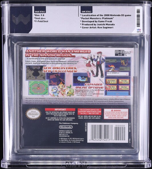 2009 POKEMON PLATINUM VERSION NINTENDO DS WATA 9.8 A++ SEALED