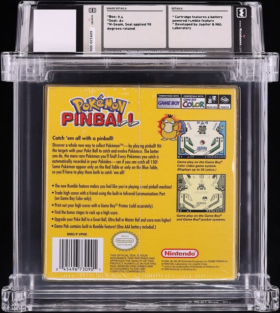 1999 POKEMON PINBALL NINTENDO GAME BOY COLOR GBC WATA 9.4 A+ SEALED