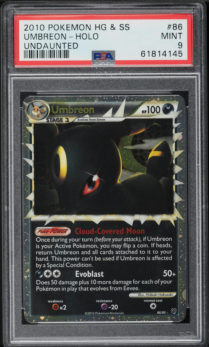 2010 POKEMON HEARTGOLD & SOULSILVER UNDAUNTED HOLO UMBREON PRIME #86 PSA 9
